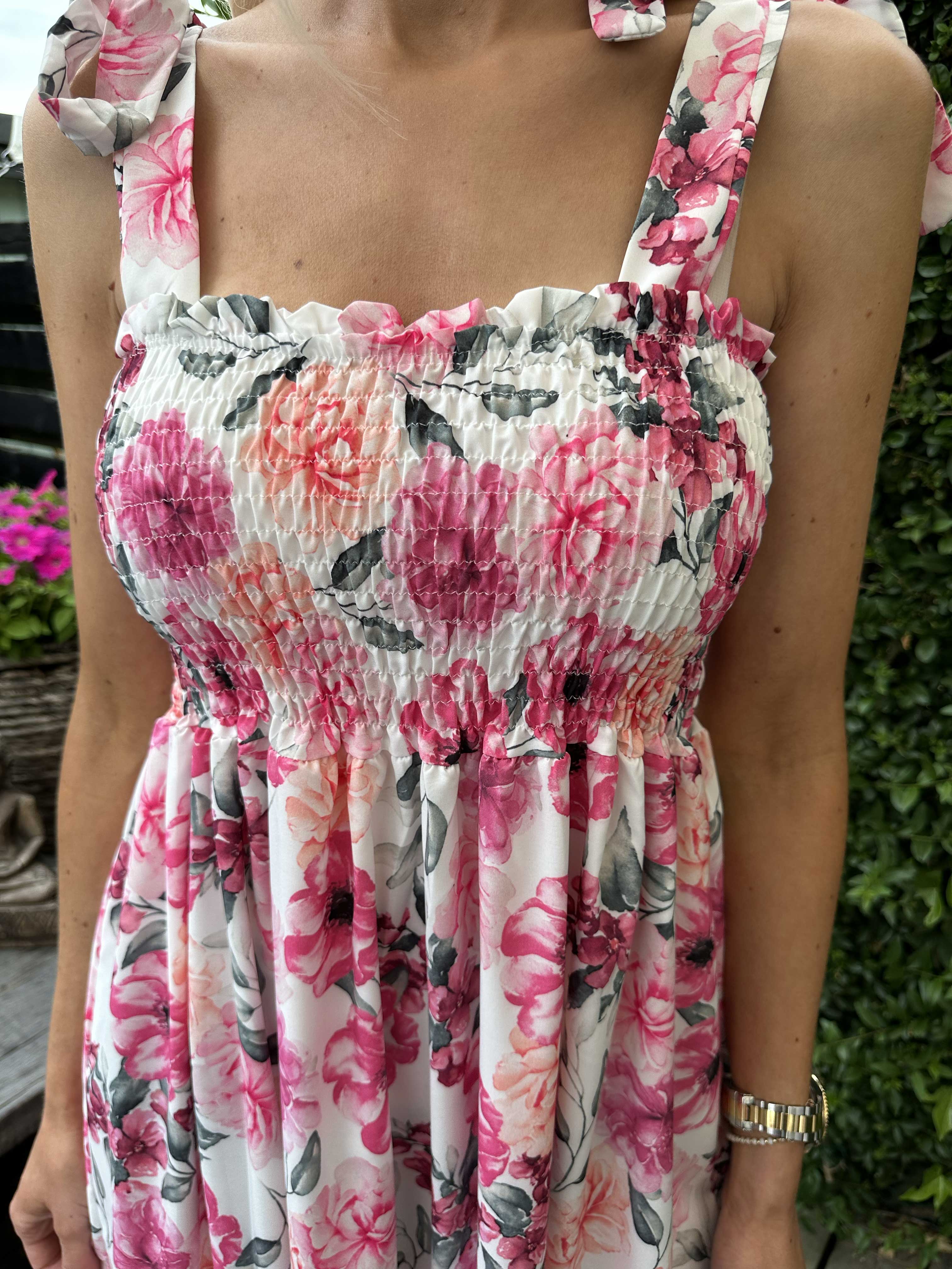 Ametrin - Kjole med sløjfe på stropperne og smock